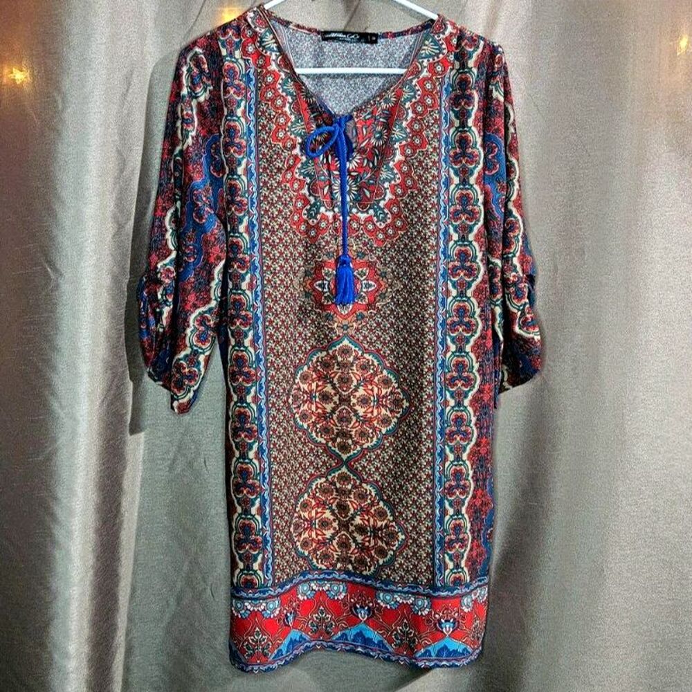 Urban CoCo, Red, Teal, Bronze, Top, Size: M